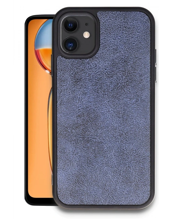 Newface iPhone 11 Kılıf Aras Deri Kapak - Lacivert