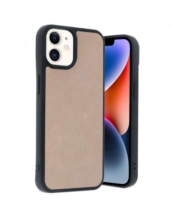 Newface iPhone 11 Kılıf Aras Deri Kapak - Pudra