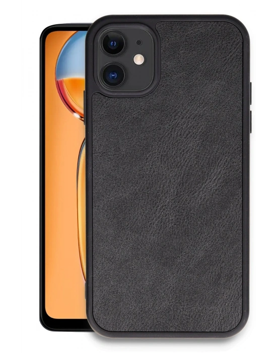 Newface iPhone 11 Kılıf Aras Deri Kapak - Siyah