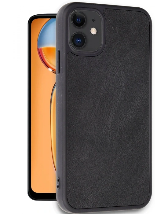 Newface iPhone 11 Kılıf Aras Deri Kapak - Siyah