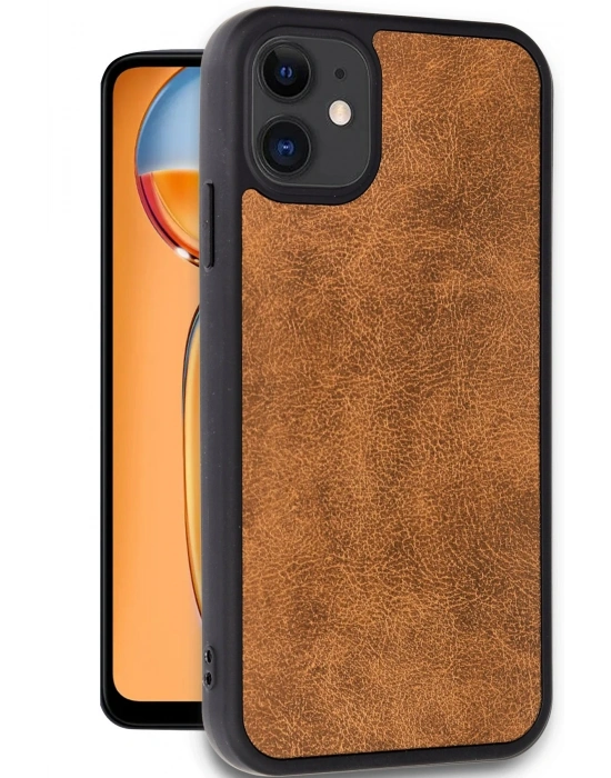 Newface iPhone 11 Kılıf Aras Deri Kapak - Taba