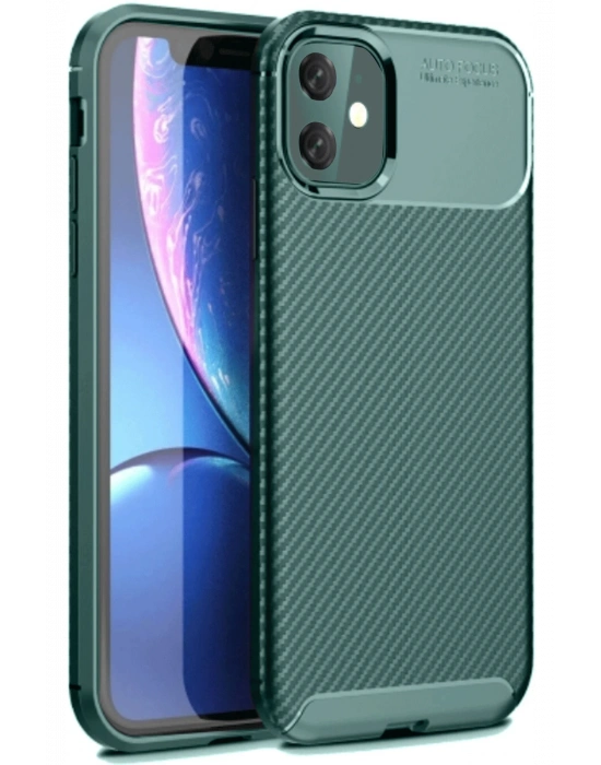Newface iPhone 11 Kılıf Auto Focus Karbon Kapak - Koyu Yeşil