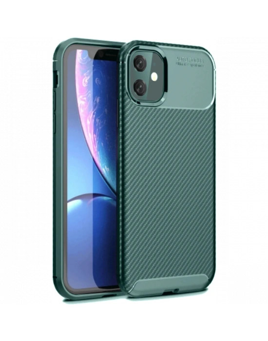 Newface iPhone 11 Kılıf Auto Focus Karbon Kapak - Koyu Yeşil