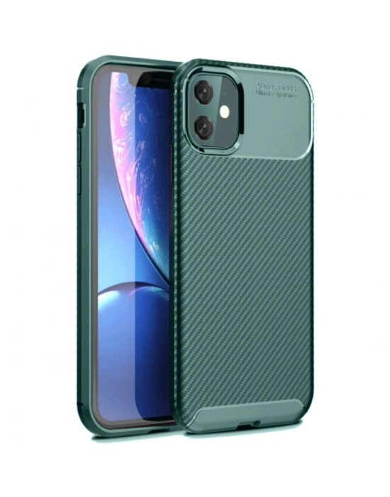 Newface iPhone 11 Kılıf Auto Focus Karbon Kapak - Koyu Yeşil