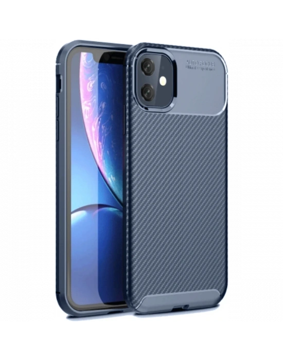Newface iPhone 11 Kılıf Auto Focus Karbon Kapak - Lacivert
