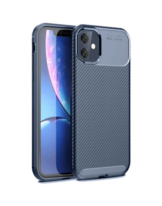 Newface iPhone 11 Kılıf Auto Focus Karbon Kapak - Lacivert