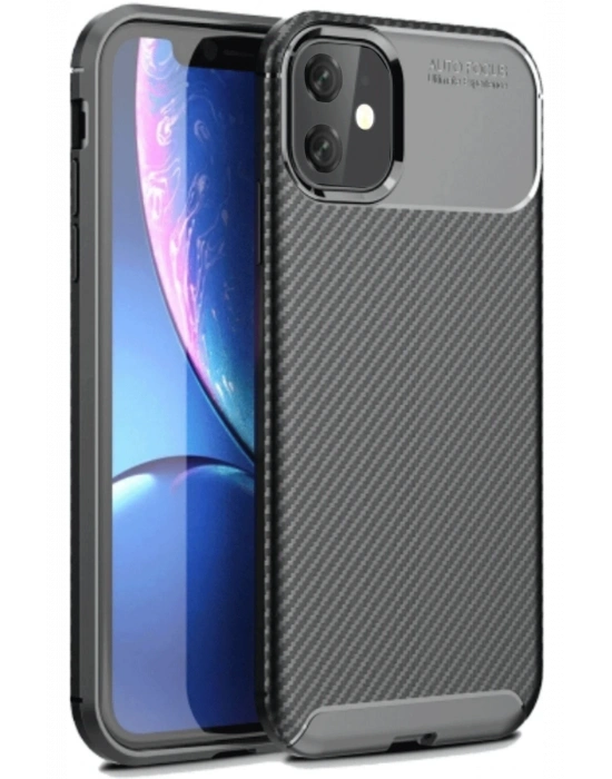 Newface iPhone 11 Kılıf Auto Focus Karbon Kapak - Siyah