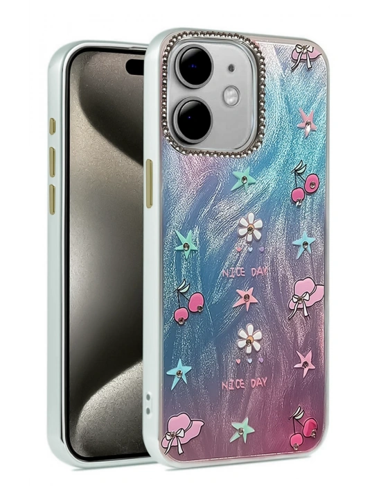 Newface iPhone 11 Kılıf Blade Aynalı Desenli Kapak - Desen 4