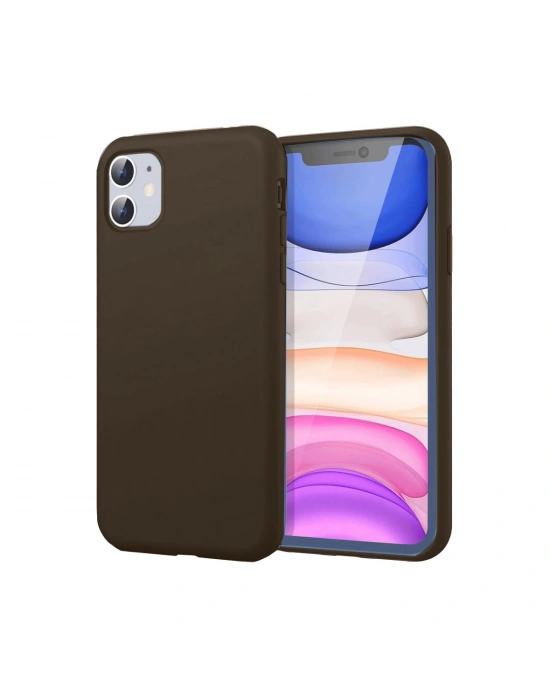 Newface iPhone 11 Kılıf First Silikon - Kahverengi