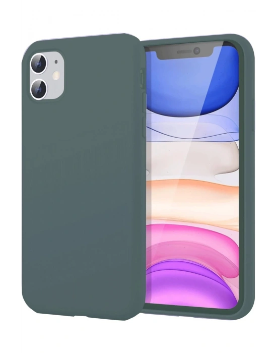 Newface iPhone 11 Kılıf First Silikon - Koyu Yeşil