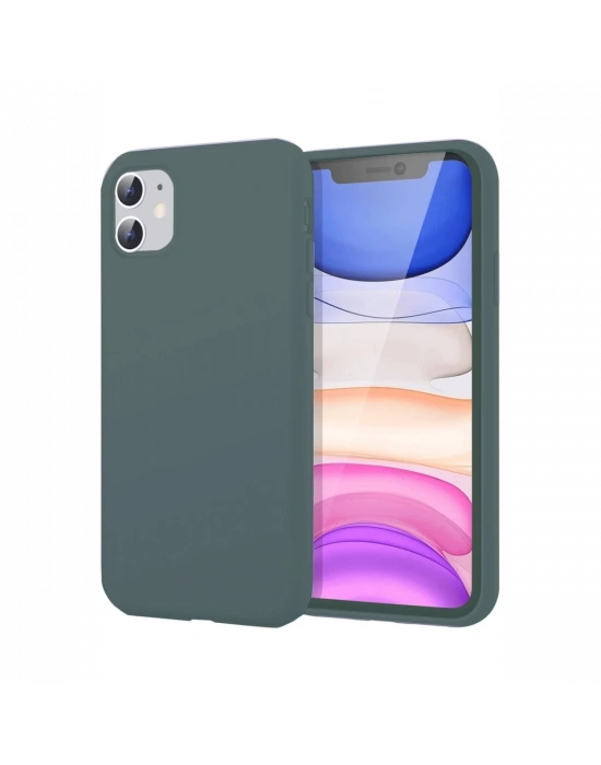Newface iPhone 11 Kılıf First Silikon - Koyu Yeşil