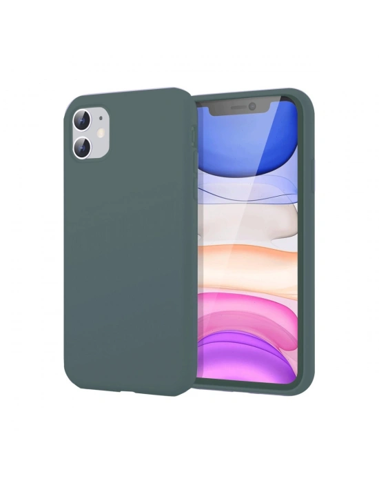 Newface iPhone 11 Kılıf First Silikon - Koyu Yeşil