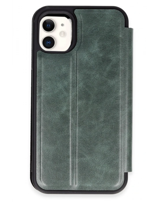 Newface iPhone 11 Kılıf Flip Cover - Koyu Yeşil