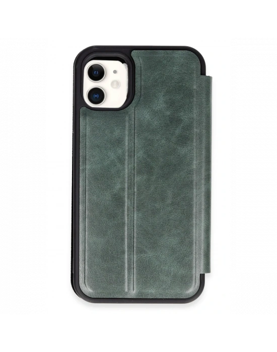 Newface iPhone 11 Kılıf Flip Cover - Koyu Yeşil