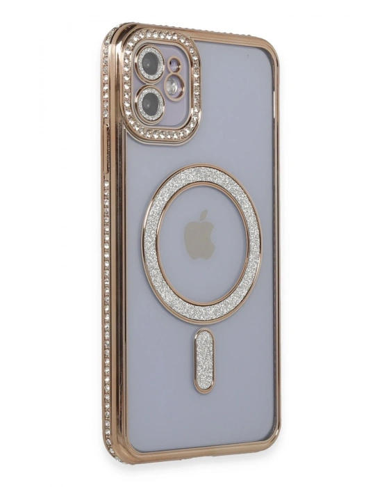 Newface iPhone 11 Kılıf Joke Simli Magneticsafe Kılıf - Gold