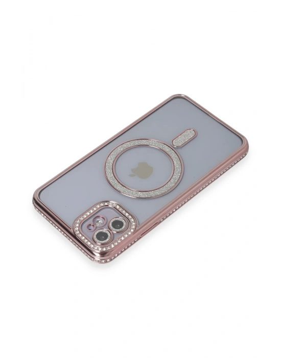 Newface iPhone 11 Kılıf Joke Simli Magneticsafe Kılıf - Pembe