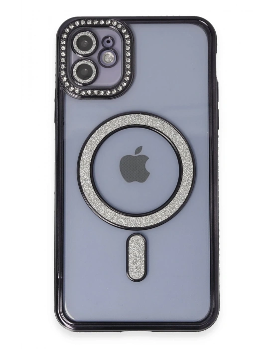 Newface iPhone 11 Kılıf Joke Simli Magneticsafe Kılıf - Siyah