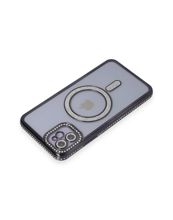 Newface iPhone 11 Kılıf Joke Simli Magneticsafe Kılıf - Siyah