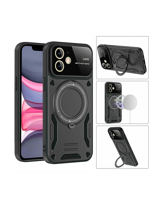 Newface iPhone 11 Kılıf Joy Lens Standlı Kapak - Lacivert