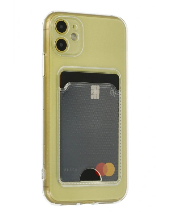 Newface iPhone 11 Kılıf Kart Şeffaf Silikon - Şeffaf