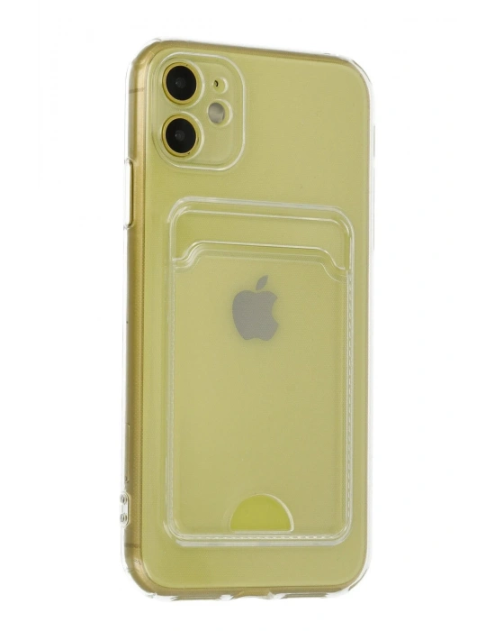 Newface iPhone 11 Kılıf Kart Şeffaf Silikon - Şeffaf