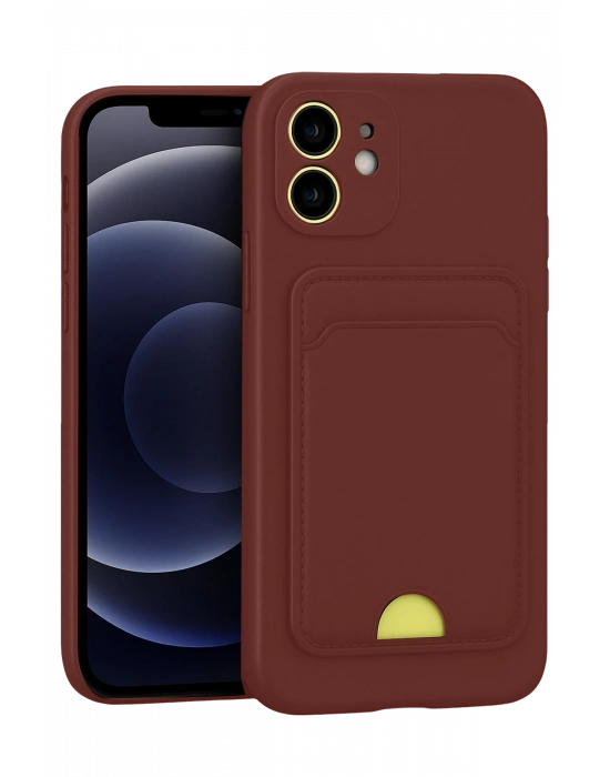 Newface iPhone 11 Kılıf Kelvin Kartvizitli Silikon - Bordo