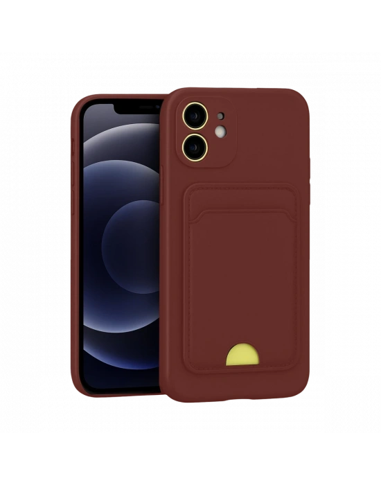 Newface iPhone 11 Kılıf Kelvin Kartvizitli Silikon - Bordo