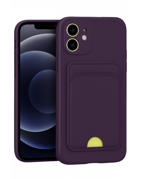 Newface iPhone 11 Kılıf Kelvin Kartvizitli Silikon - Derin Mor