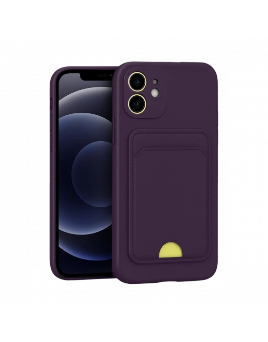 Newface iPhone 11 Kılıf Kelvin Kartvizitli Silikon - Derin Mor