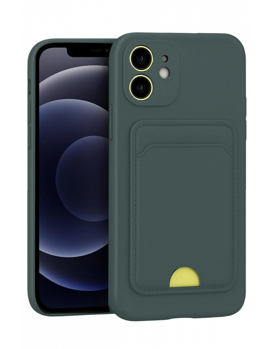 Newface iPhone 11 Kılıf Kelvin Kartvizitli Silikon - Koyu Yeşil