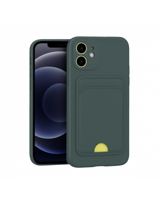 Newface iPhone 11 Kılıf Kelvin Kartvizitli Silikon - Koyu Yeşil