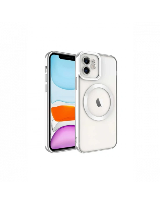 Newface iPhone 11 Kılıf Kross Magneticsafe Kapak - Gümüş