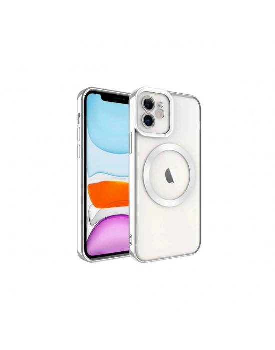 Newface iPhone 11 Kılıf Kross Magneticsafe Kapak - Gümüş