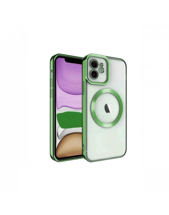 Newface iPhone 11 Kılıf Kross Magneticsafe Kapak - Koyu Yeşil