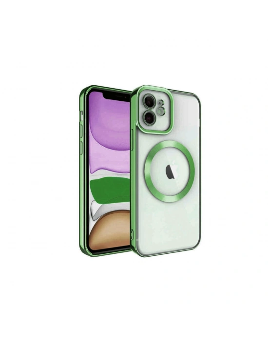 Newface iPhone 11 Kılıf Kross Magneticsafe Kapak - Koyu Yeşil