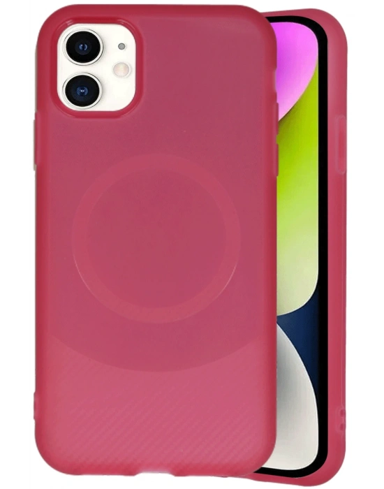 Newface iPhone 11 Kılıf Maya Karbon Kapak - Bordo