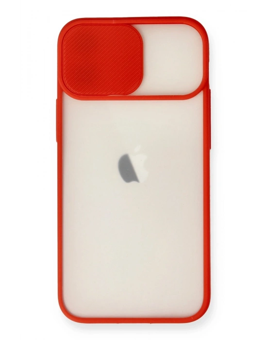 Newface iPhone 11 Kılıf Palm Buzlu Kamera Sürgülü Silikon - Kırmızı