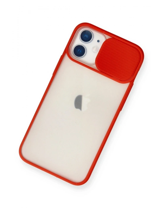 Newface iPhone 11 Kılıf Palm Buzlu Kamera Sürgülü Silikon - Kırmızı