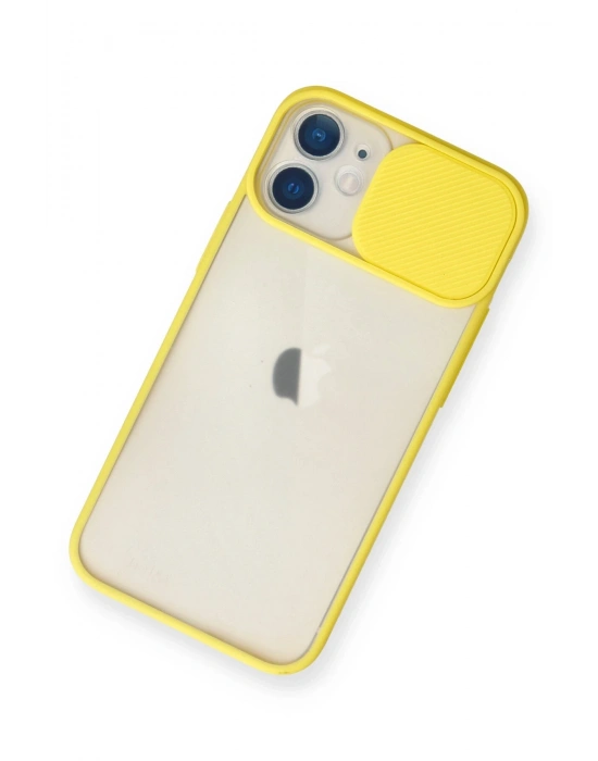 Newface iPhone 11 Kılıf Palm Buzlu Kamera Sürgülü Silikon - Sarı