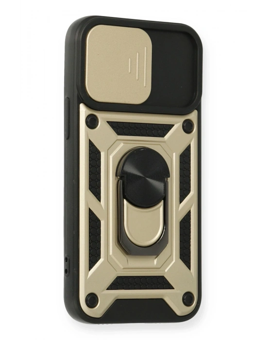 Newface iPhone 11 Kılıf Pars Lens Yüzüklü Silikon - Gold