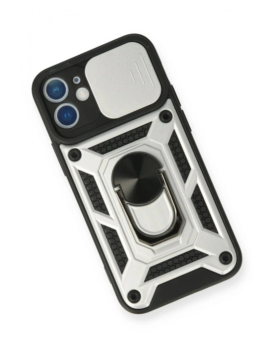 Newface iPhone 11 Kılıf Pars Lens Yüzüklü Silikon - Gümüş