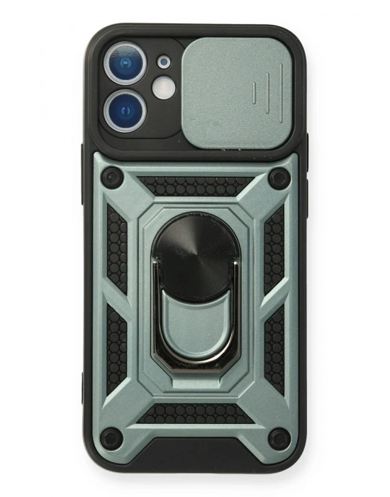 Newface iPhone 11 Kılıf Pars Lens Yüzüklü Silikon - Yeşil