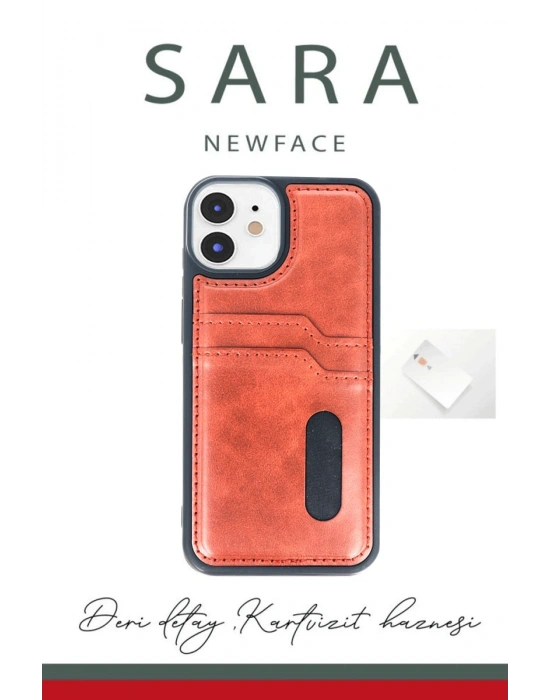 Newface iPhone 11 Kılıf Sara Kartvizitli Deri Kılıf - Siyah