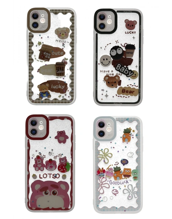 Newface iPhone 11 Kılıf Sweet Desenli Silikon Kapak - Pembe