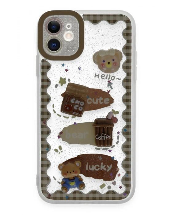 Newface iPhone 11 Kılıf Sweet Desenli Silikon Kapak - Şeffaf