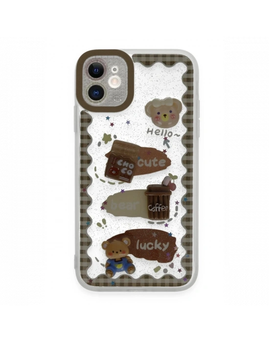 Newface iPhone 11 Kılıf Sweet Desenli Silikon Kapak - Şeffaf