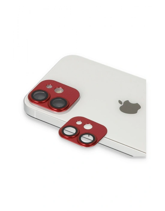 Newface iPhone 11 Pers Alüminyum Kamera Lens - Kırmızı