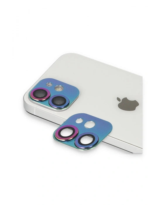 Newface iPhone 11 Pers Alüminyum Kamera Lens - Rainbow