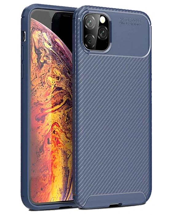 Newface iPhone 11 Pro Kılıf Auto Focus Karbon Kapak - Lacivert