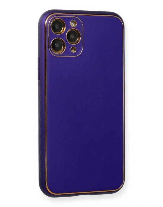 Newface iPhone 11 Pro Kılıf Coco Deri Silikon Kapak - Mor